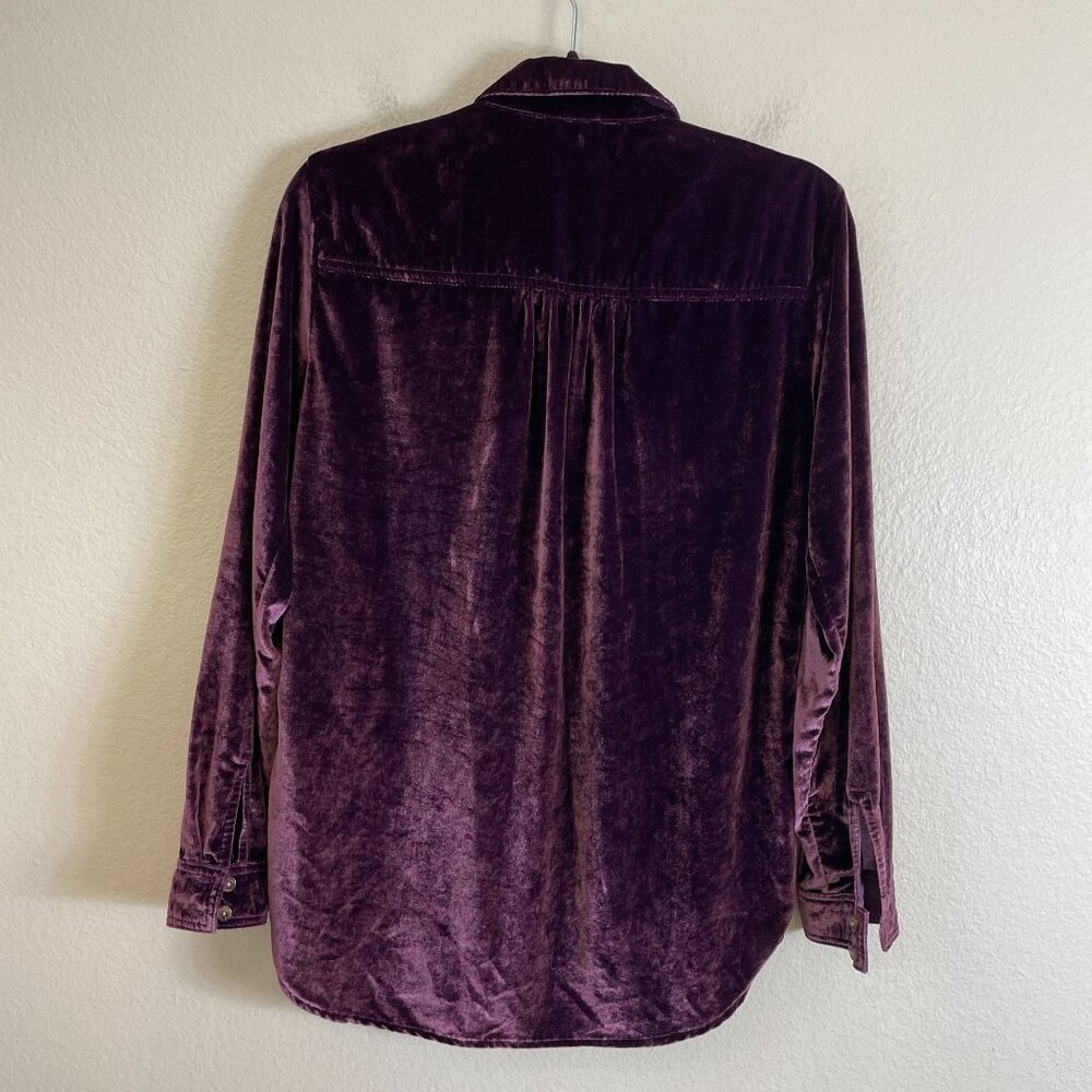 Pilcro By Anthropologie Womens XS Purple Velvet‎ Button Up Shirt Long Sleeve - Picture 7 of 8